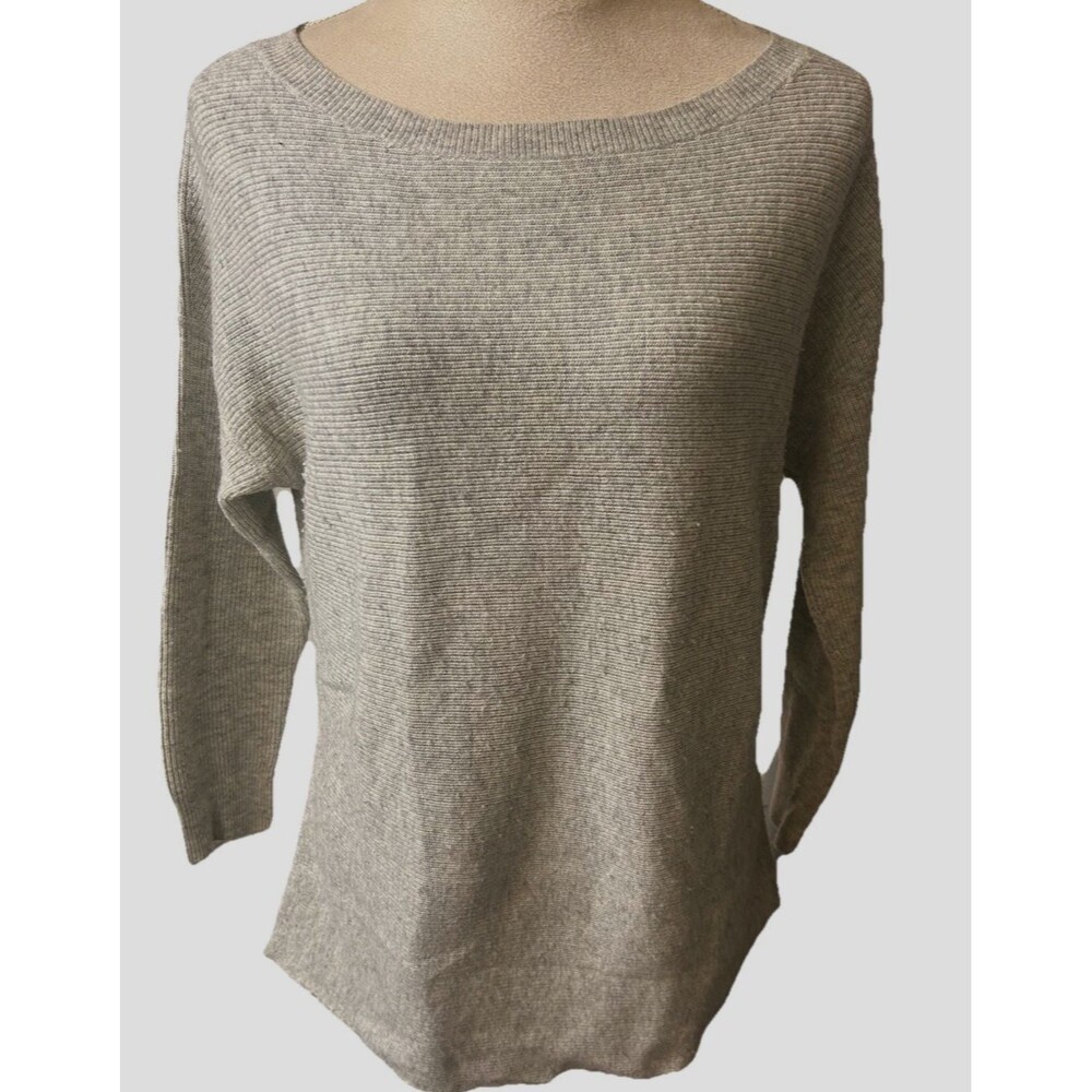 J Crew Womens XS Wool Blend Gray Oversize Boat Neck Boxy Drop Shoulder Sweater